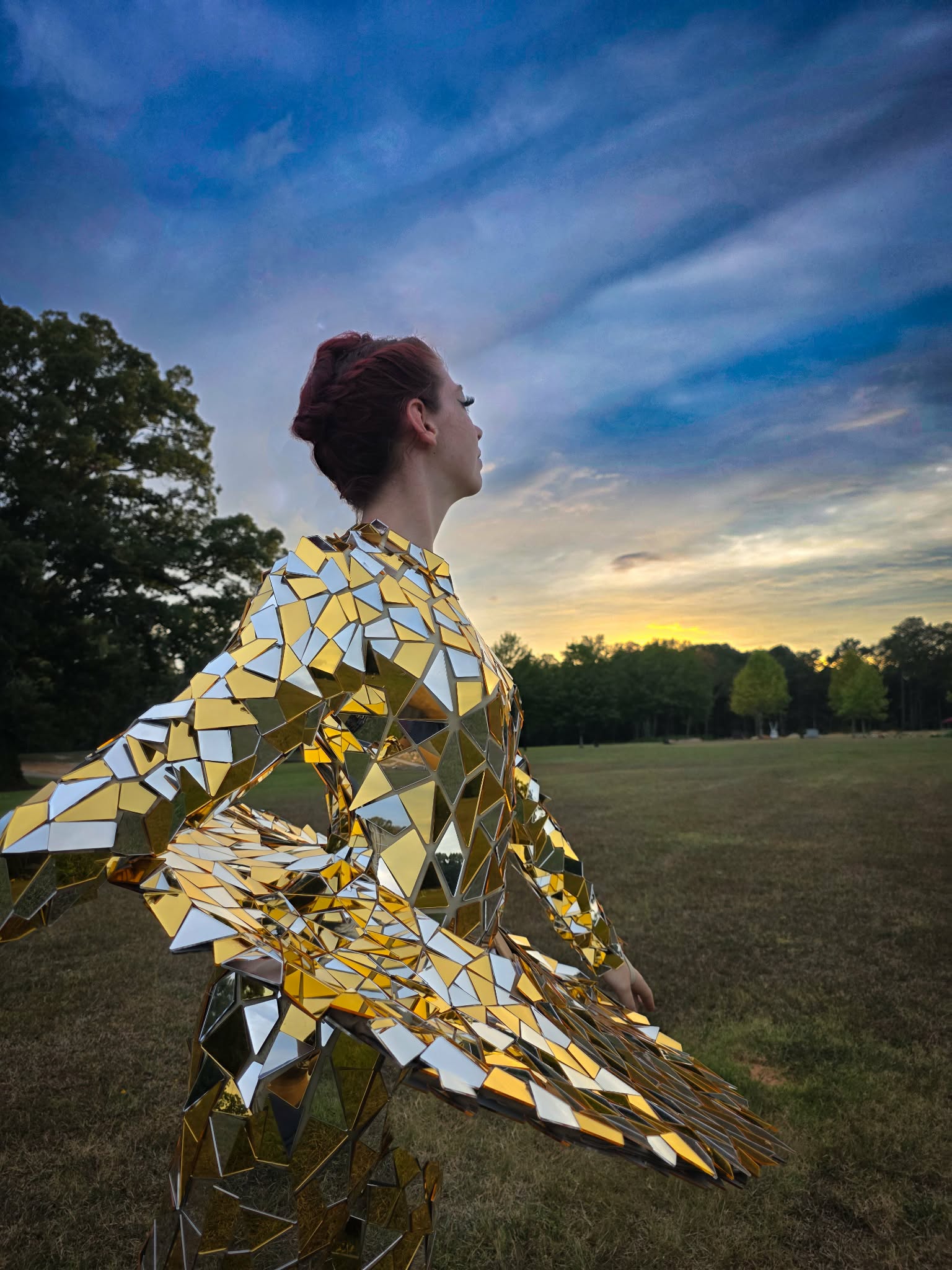 Gold mirror cape at sunset