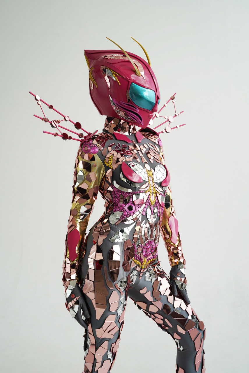 The finished pink dragonfly costume